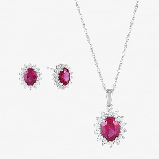 Gemstone Sterling Silver Oval 2-pc. Jewelry Set