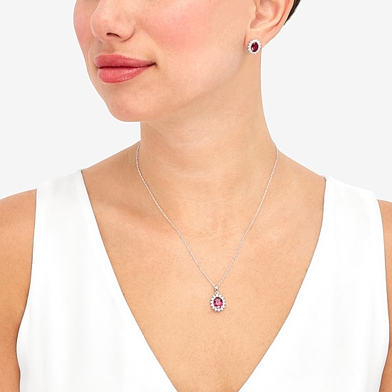 Gemstone Sterling Silver Oval 2-pc. Jewelry Set