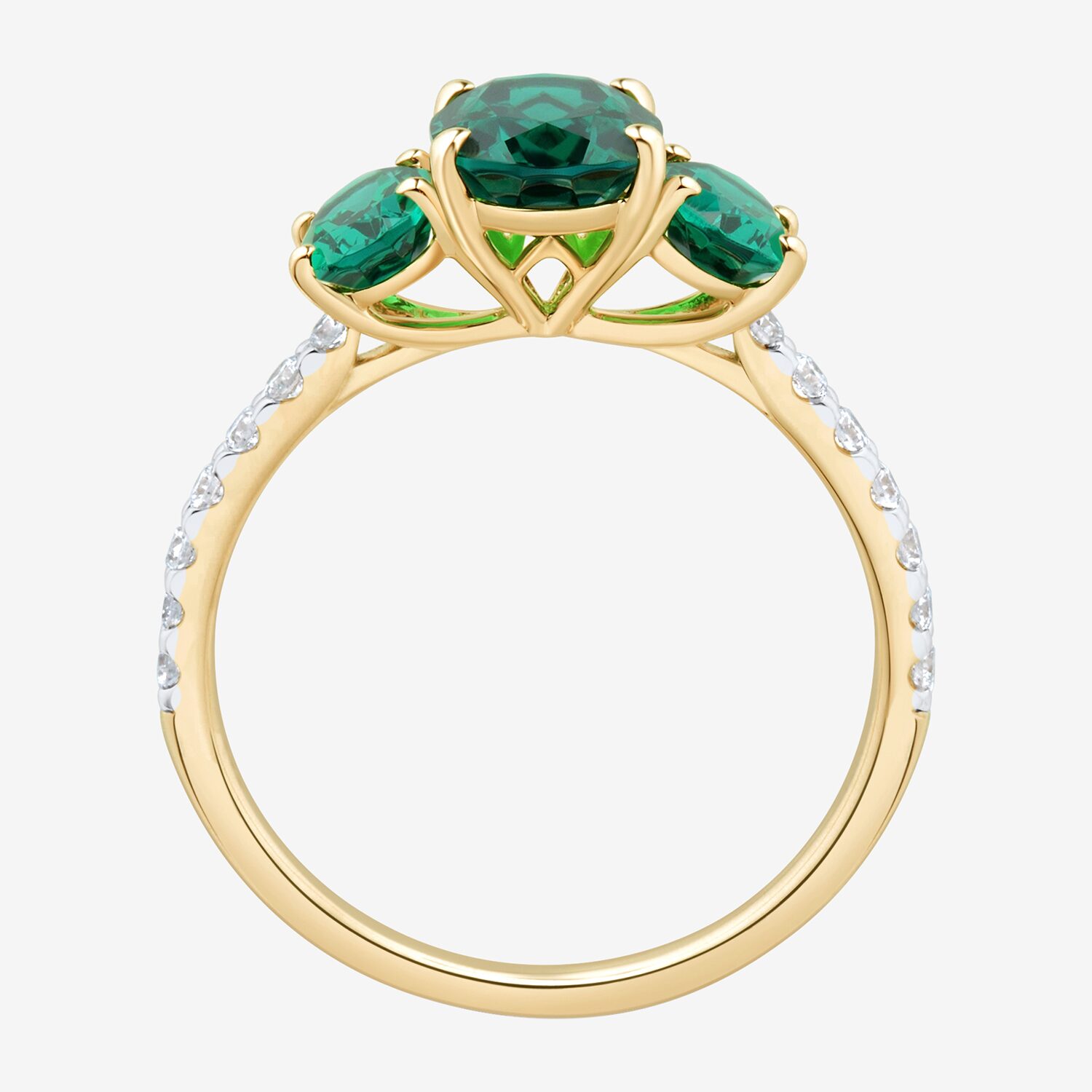 Womens Gemstone & 1/5 CT. T.W. Lab Grown Diamond 10K White Gold 3-Stone Side Stone Cocktail Ring