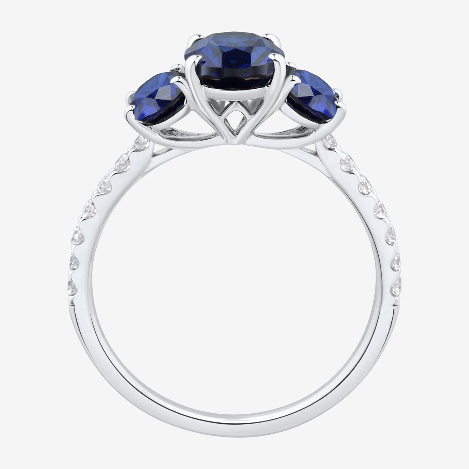 Womens Gemstone & 1/5 CT. T.W. Lab Grown Diamond 10K White Gold 3-Stone Side Stone Cocktail Ring