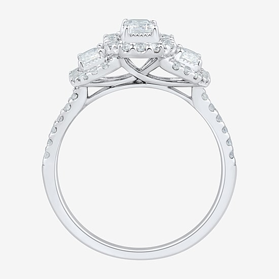 Love Lives Forever (H-I / Si1-Si2) Womens 1 CT. T.W. Lab Grown White Diamond 10K Gold Side Stone 3-Stone Engagement Ring