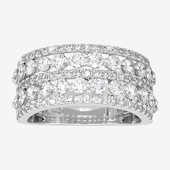 (H-I / Si1-Si2) Womens 5.5MM 2 CT. T.W. Lab Grown White Diamond 10K Gold Anniversary Band