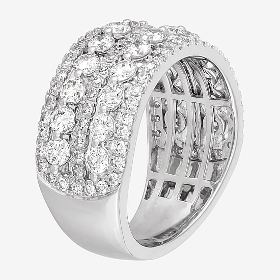 (H-I / Si1-Si2) Womens 5.5MM 2 CT. T.W. Lab Grown White Diamond 10K Gold Anniversary Band