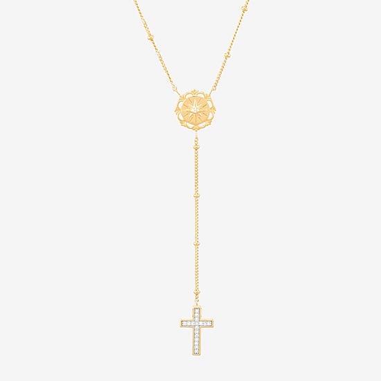 (Si1-Si2/ H-I) Womens White Diamond 14K Gold Over Silver 18 Inch Y Necklace