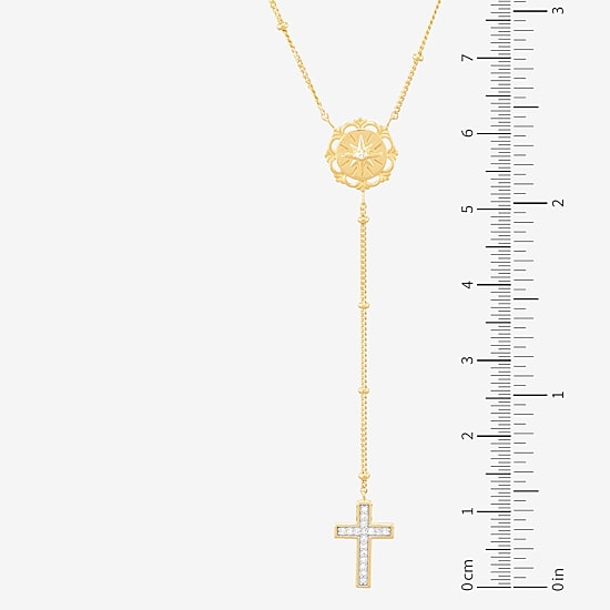 (Si1-Si2/ H-I) Womens White Diamond 14K Gold Over Silver 18 Inch Y Necklace