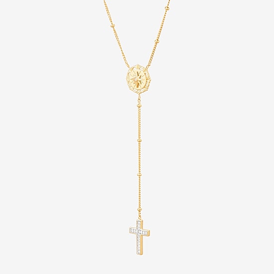 (Si1-Si2/ H-I) Womens White Diamond 14K Gold Over Silver 18 Inch Y Necklace