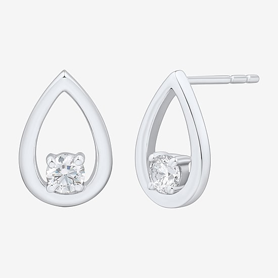 (Si1-Si2/ H-I) 1/4 CT. T.W. Lab Grown White Diamond Sterling Silver Pear Stud Earrings
