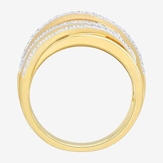 (H-I/ Si1-Si2) Womens 1/2 CT. T.W. Lab Grown White Diamond 14K Gold Over Silver Cocktail Ring