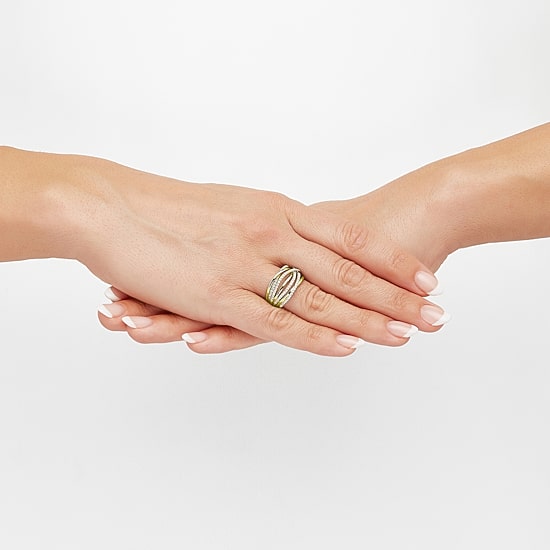 (H-I/ Si1-Si2) Womens 1/2 CT. T.W. Lab Grown White Diamond 14K Gold Over Silver Cocktail Ring