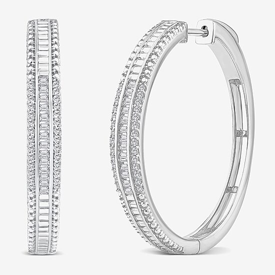 Limited Quantities! Womens 1/2 CT. T.W. Natural White Diamond 14K Gold 29.2mm Hoop Earrings