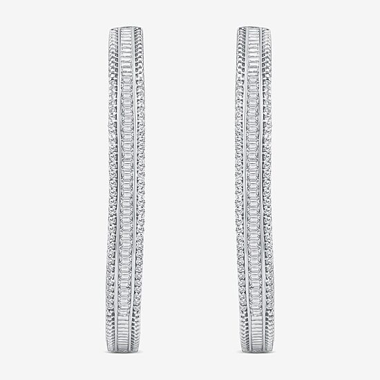 Limited Quantities! Womens 7/8 CT. T.W. Natural White Diamond 14K Gold 38.8mm Hoop Earrings