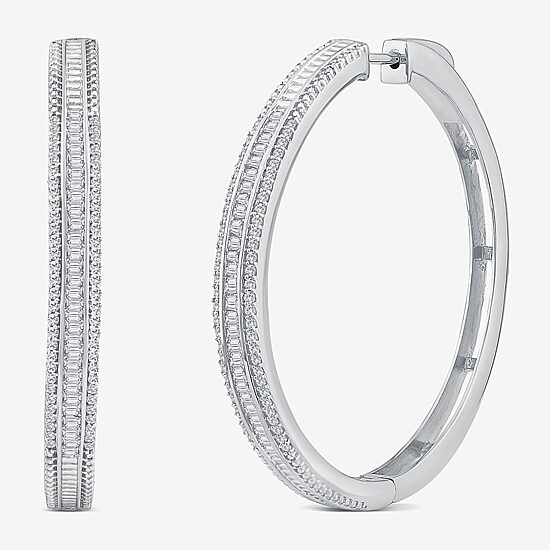 Limited Quantities! Womens 7/8 CT. T.W. Natural White Diamond 14K Gold 38.8mm Hoop Earrings