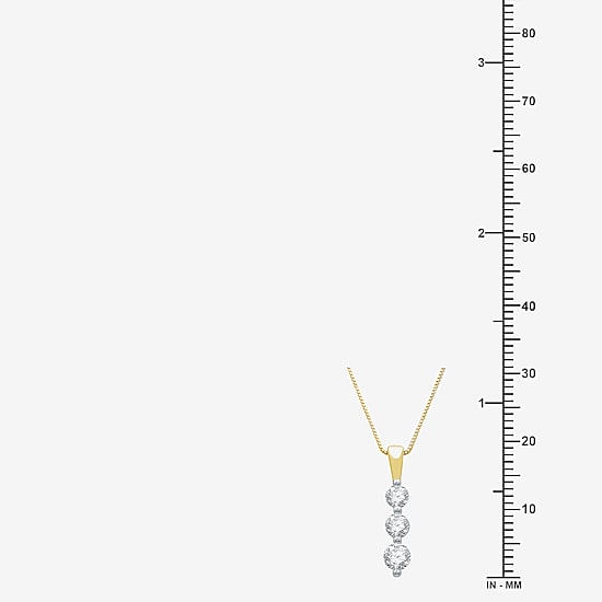 3-Stone Linear (H-I / I1) Womens 1/2 CT. T.W. Lab Grown White Diamond 10K Gold 18 Inch Pendant Necklace