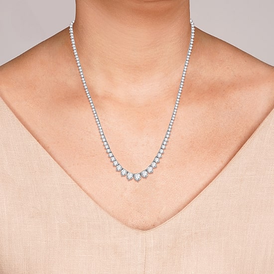 (H-I / I1) Womens 5 CT. T.W. Lab Grown White Diamond 10K or 14K White or Yellow Gold Tennis Necklaces