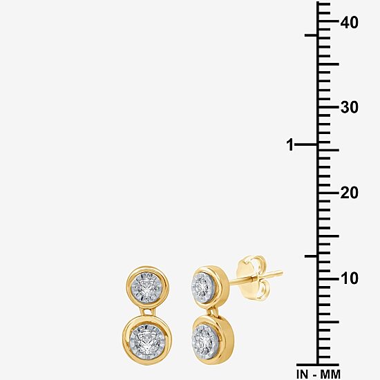 Ever Star (G / SI1-SI2) Lab-Grown Diamond 14K Gold Over SIlver Circle Round Drop Earrings
