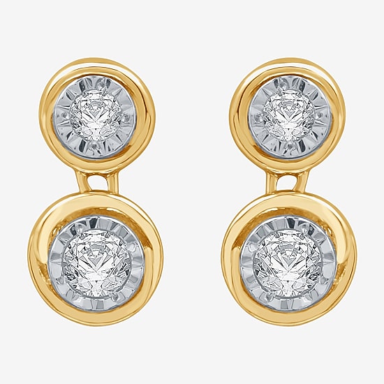 Ever Star (G / SI1-SI2) Lab-Grown Diamond 14K Gold Over SIlver Circle Round Drop Earrings