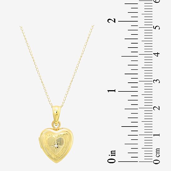 Made in Italy Girls White Cubic Zirconia 14K Gold 13 Inch Locket Necklace