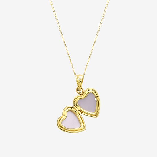 Made in Italy Girls White Cubic Zirconia 14K Gold 13 Inch Locket Necklace