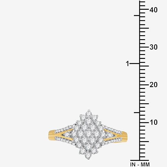 Womens 1/2 CT. T.W. Lab Grown White Diamond 14K Gold Over Silver Sterling Silver Marquise Cluster Cocktail Ring