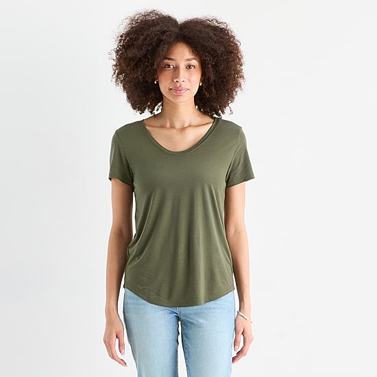 a.n.a Womens Scoop Neck Short Sleeve T-Shirt