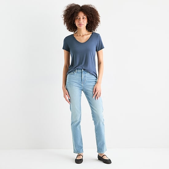 A.N.A Womens Scoop Neck Short Sleeve T-Shirt