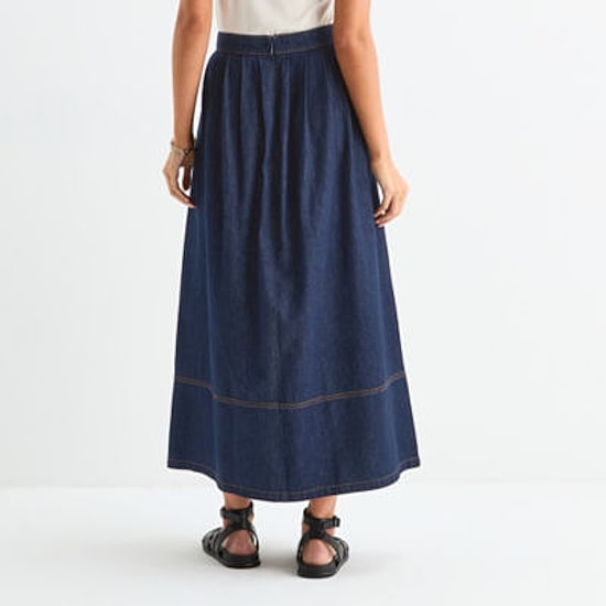 a.n.a Womens Mid Rise Long Denim Skirt