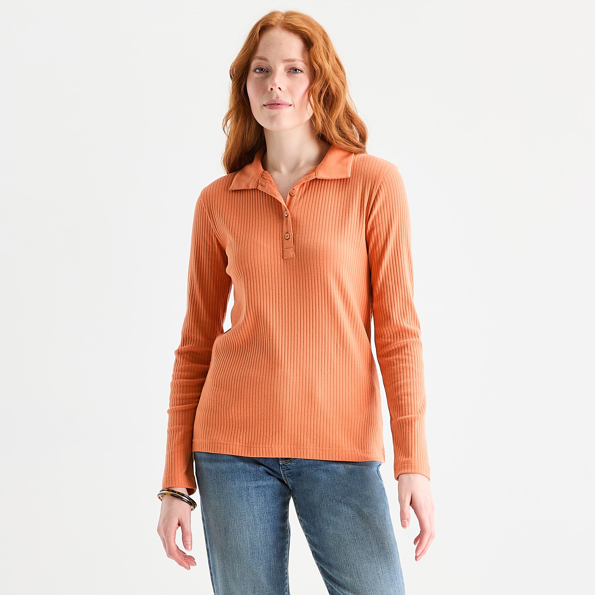St. John's Bay Womens Long Sleeve Polo Shirt