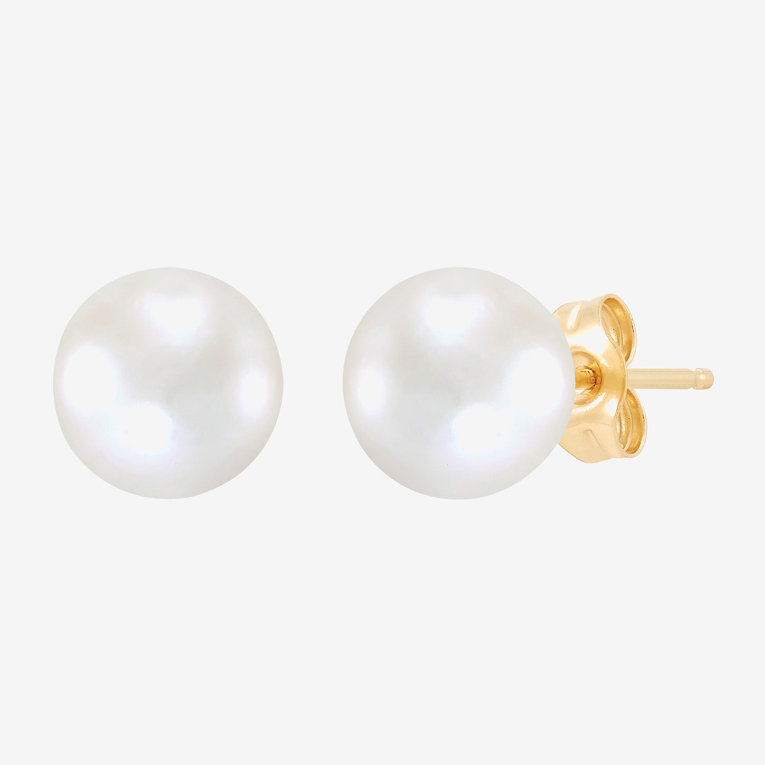 White Cultured Freshwater Pearl 14K Gold 6.5mm Ball Stud Earrings