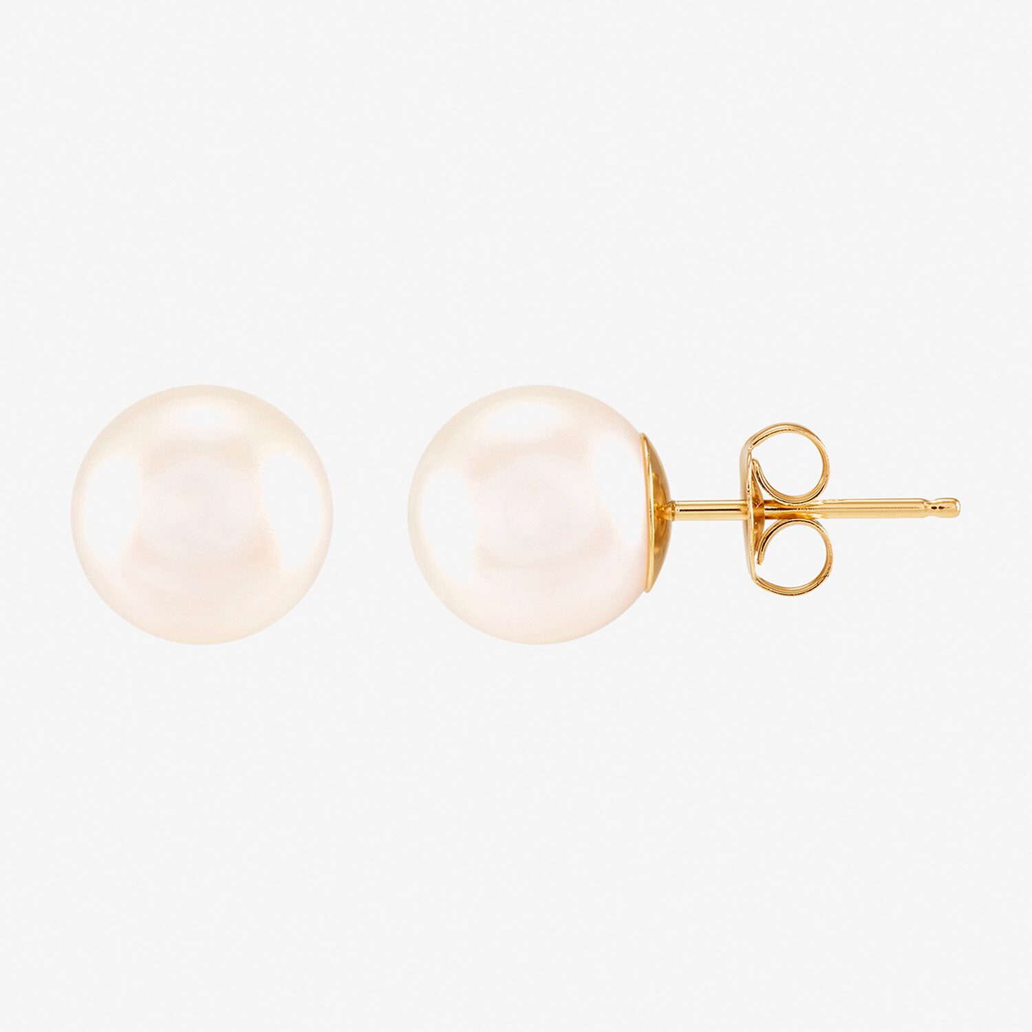 White Cultured Freshwater Pearl 14K Gold 8mm Ball Stud Earrings