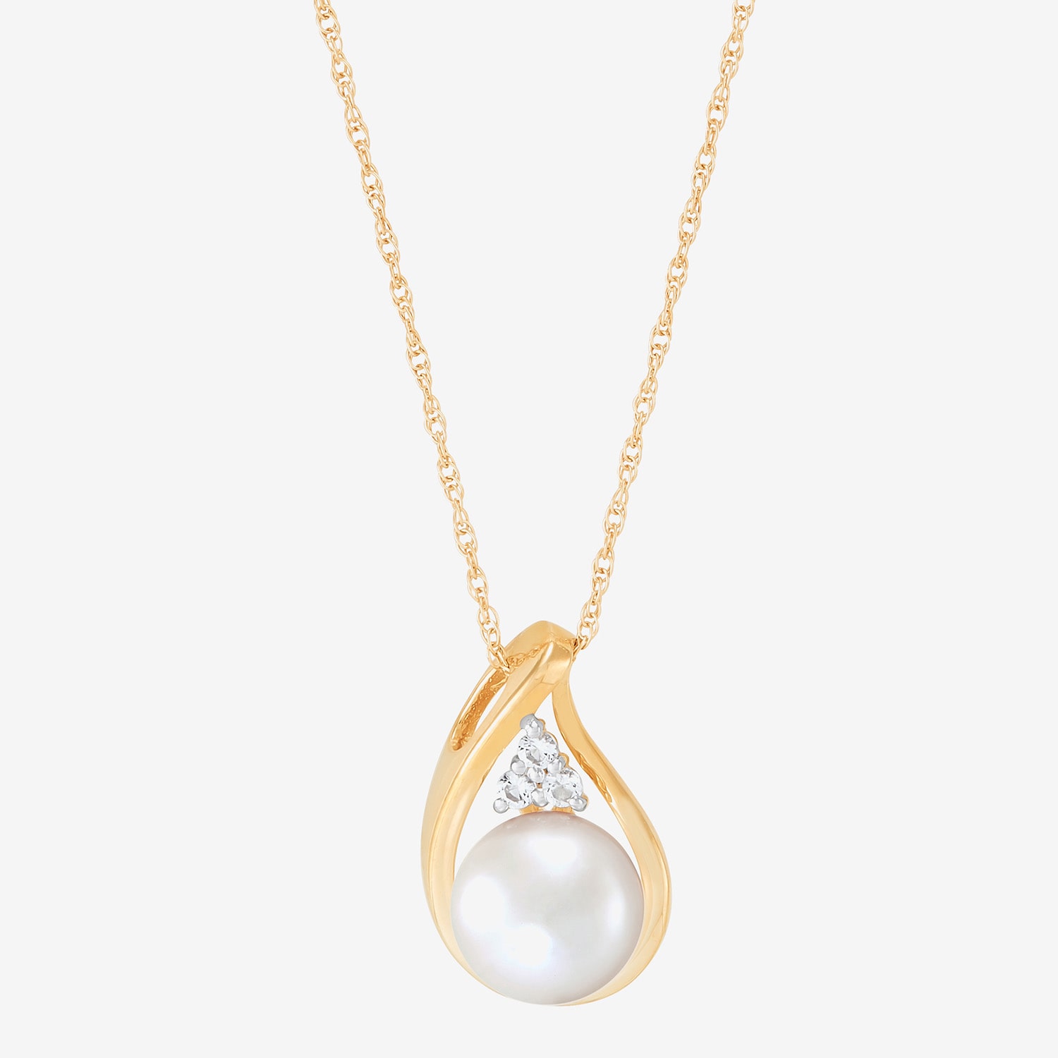 Womens White Cultured Freshwater Pearl 10K Gold 18 Inch Pendant Necklace