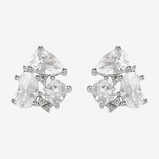 Lab Created White Sapphire Sterling Silver 10.5mm Stud Earrings