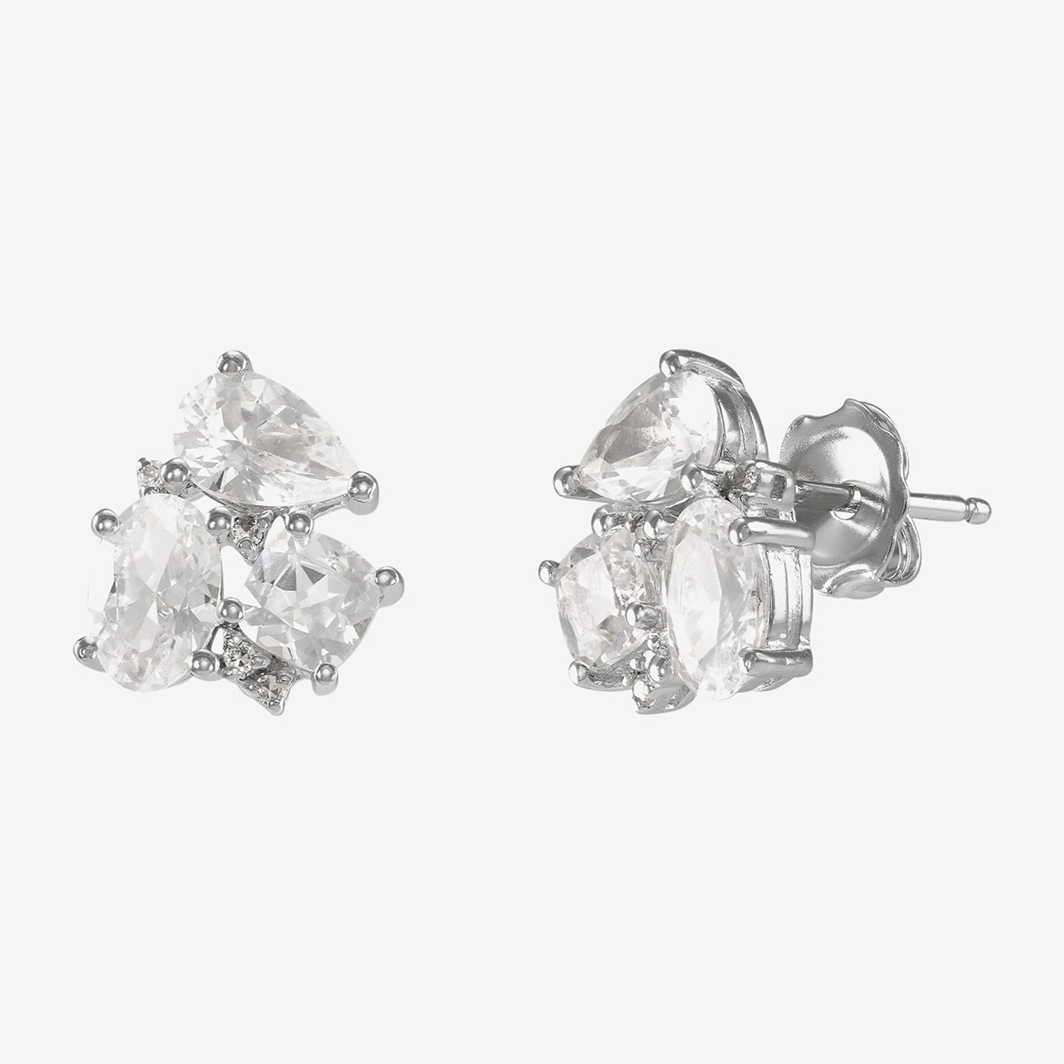 Lab Created White Sapphire Sterling Silver 10.5mm Stud Earrings