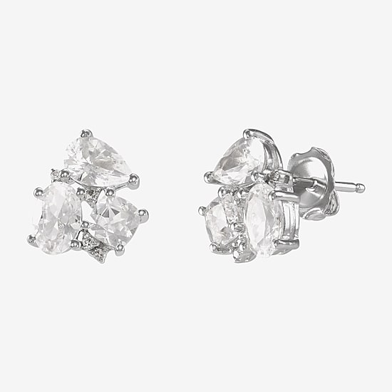 Lab Created White Sapphire Sterling Silver 10.5mm Stud Earrings