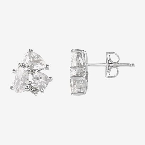 Lab Created White Sapphire Sterling Silver 10.5mm Stud Earrings