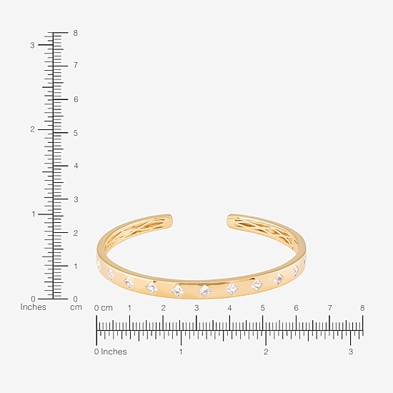 Womens White Sapphire 14K Gold Over Silver Cuff Bracelet