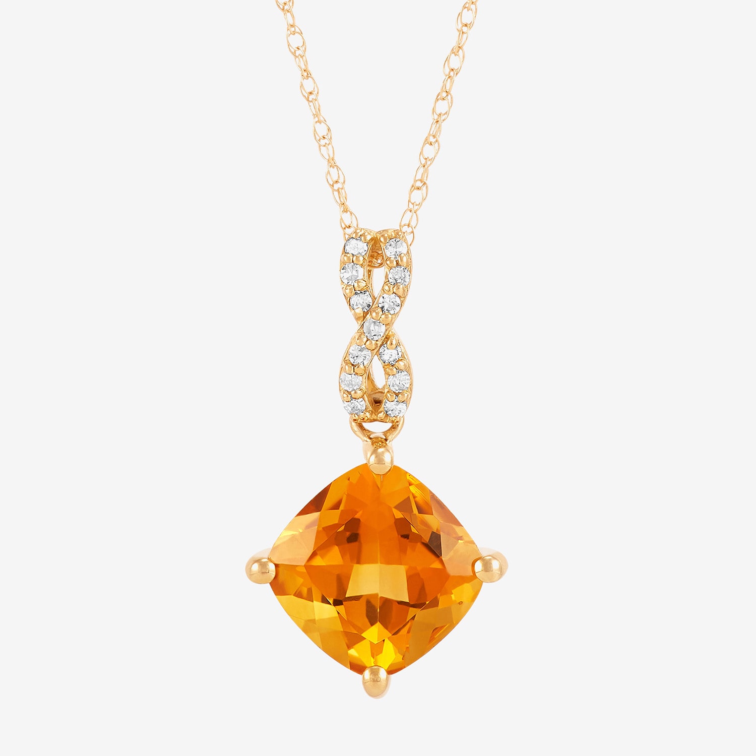 Womens Diamond Accent Genuine Orange Citrine 10K Gold 18 Inch Pendant Necklace