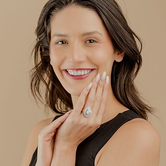(Si2 / G) Womens 2 1/2 CT. T.W. Lab Grown White Diamond 10K Gold Oval Marquise Cluster Cocktail Ring