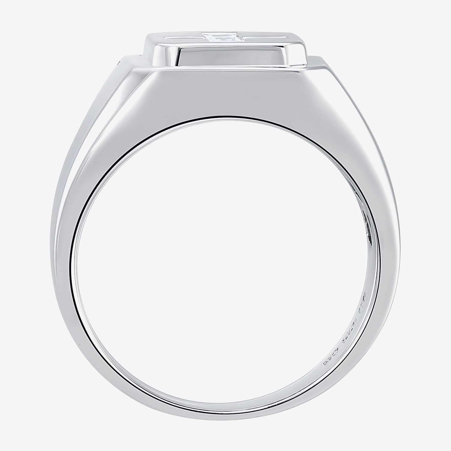 Mens Cubic Zirconia Sterling Silver Cross Signet Ring