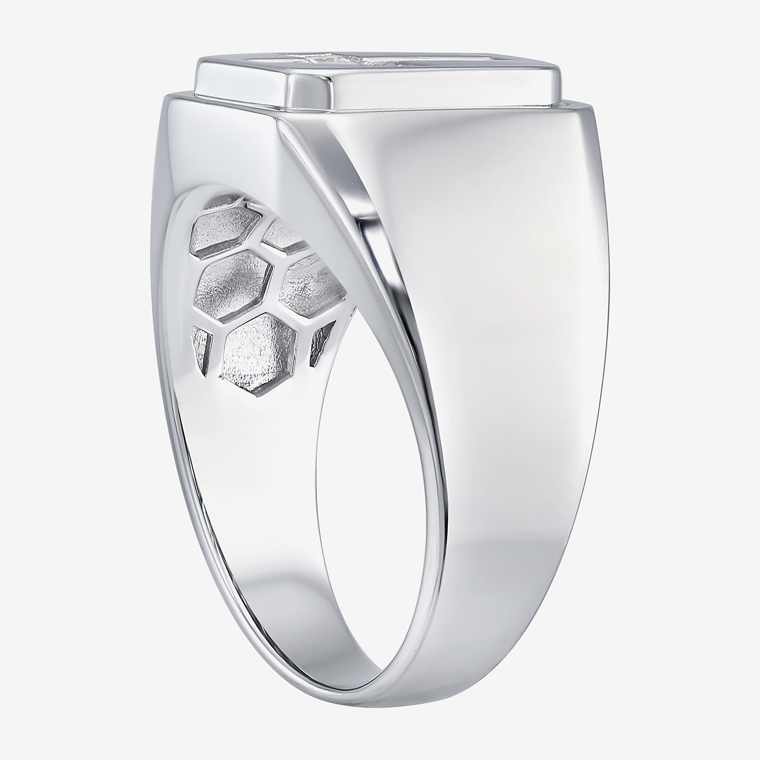 Mens Cubic Zirconia Sterling Silver Cross Signet Ring