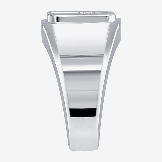 Mens Cubic Zirconia Sterling Silver Cross Signet Ring