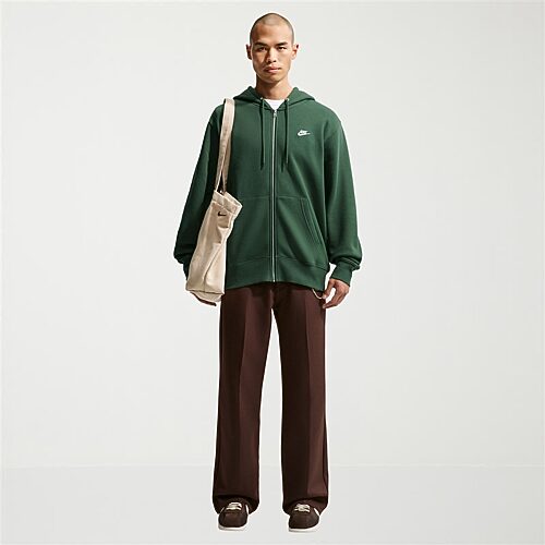Nike Club Sweatshirt Mens Long Sleeve Zipper Active Big and Tall Hoodie, Large Tall, Green