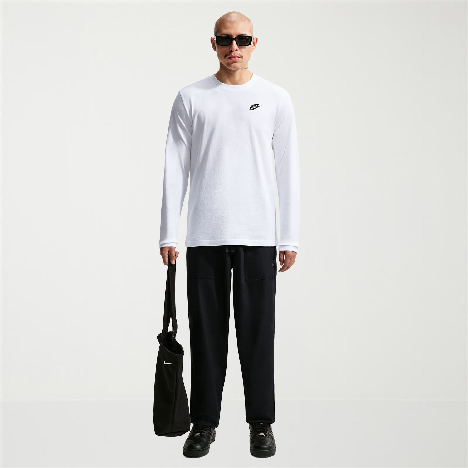 Nike Club Mens Crew Neck Long Sleeve Quick Dry Embroidered Active Big and Tall T-Shirt