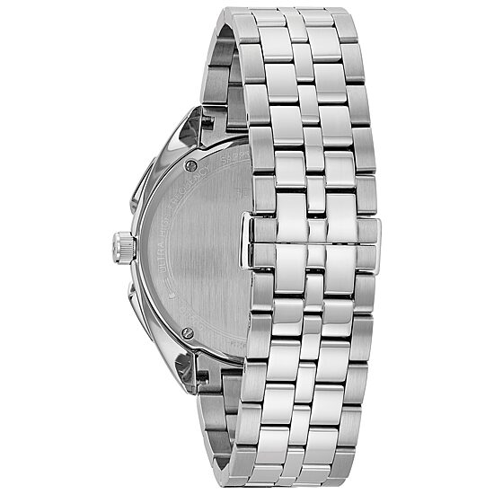 Bulova Curv Mens Silver Tone Stainless Steel Bracelet Watch 96a186