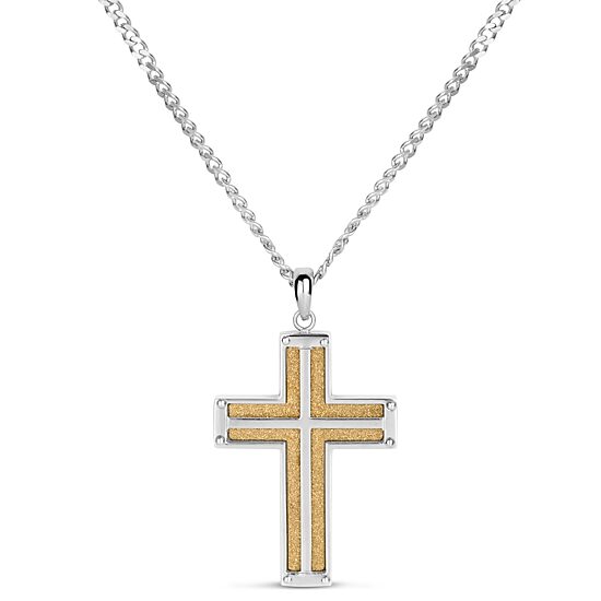 Mens Stainless Steel Cross 24 Inch Pendant Necklace