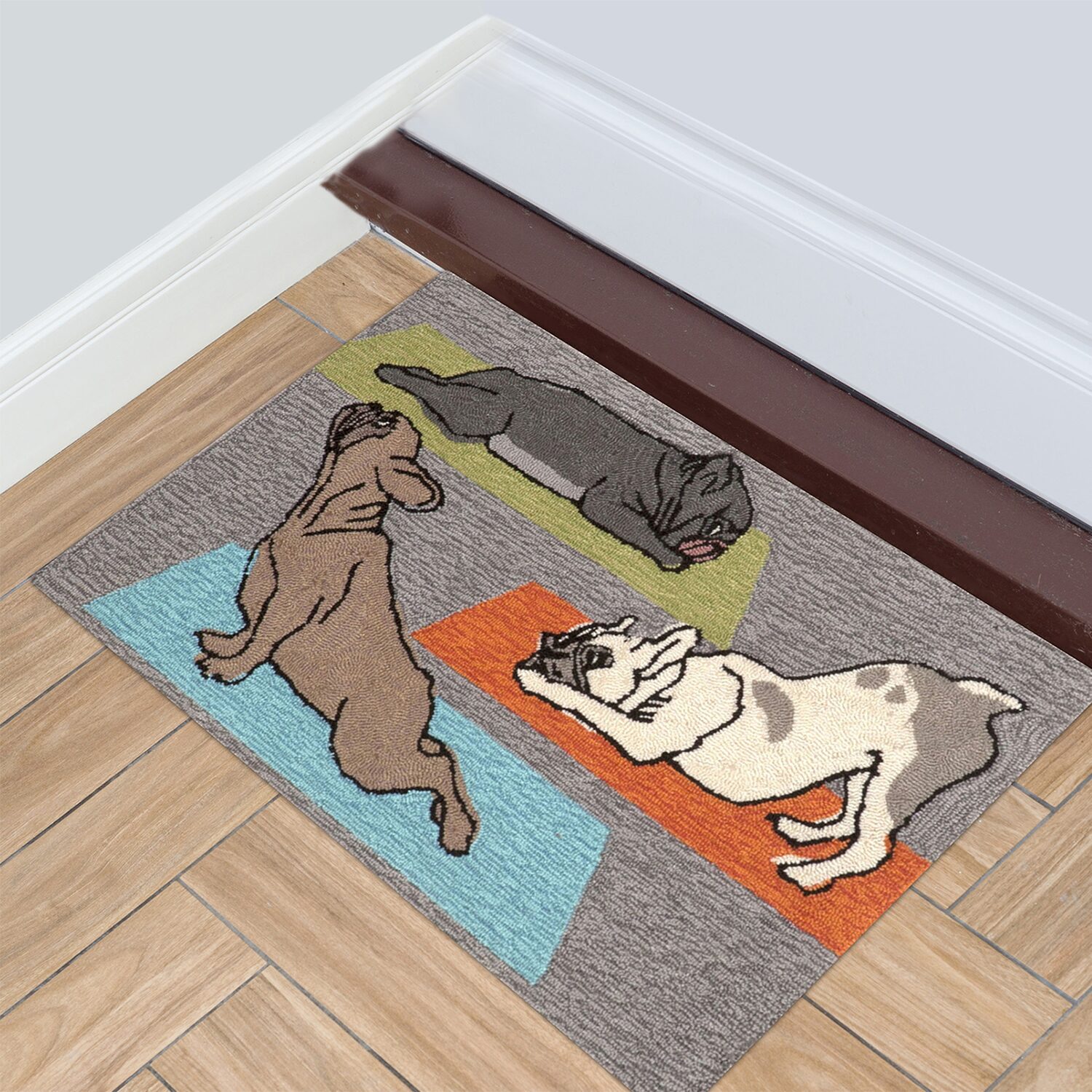 Liora Manne Frontporch Yoga Dogs Hand Tufted Washable Indoor Outdoor Rectangular Accent Rug