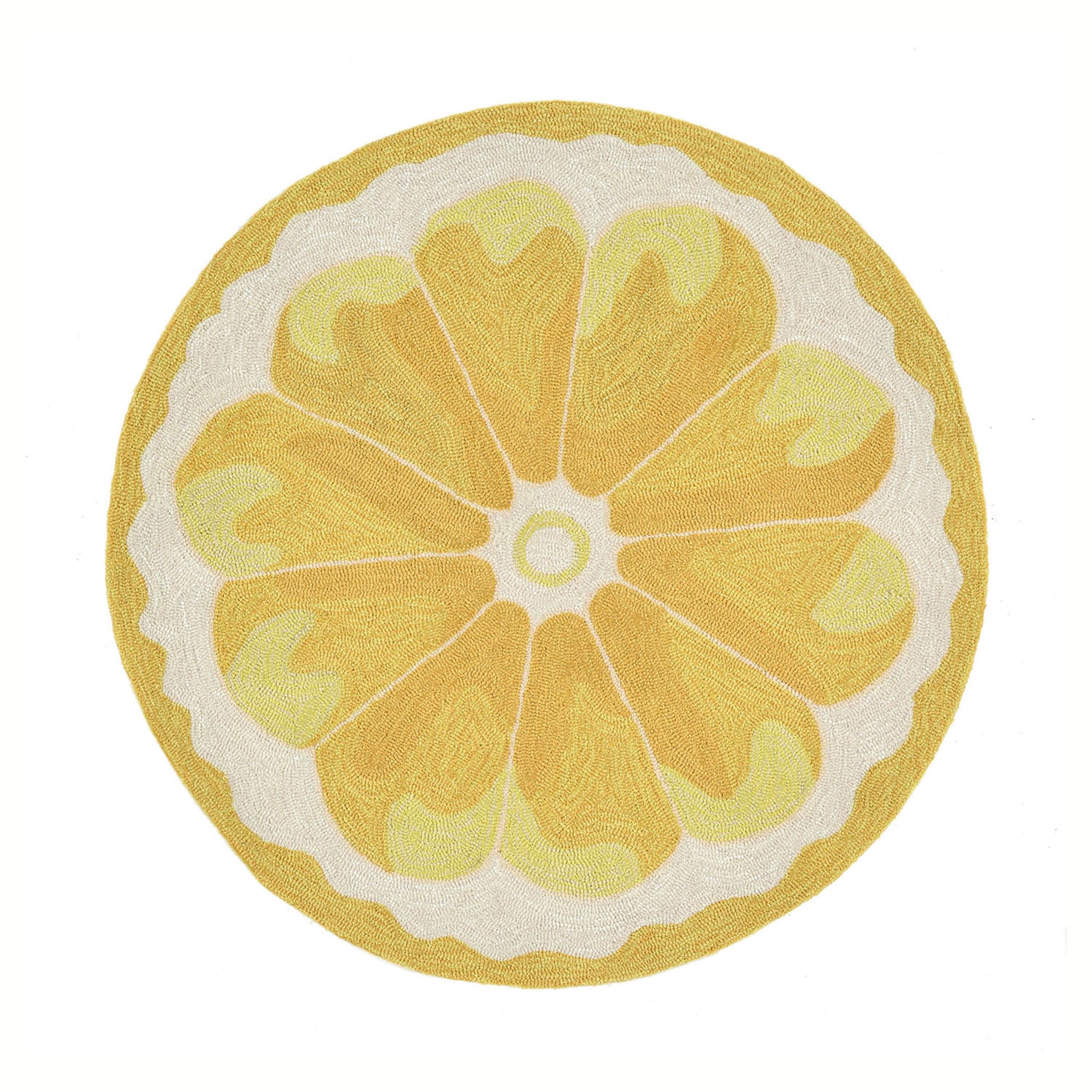 Liora Manne Frontporch Lemon Slice Hand Tufted Washable Indoor Outdoor Round Accent Rug