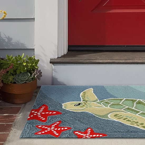 Liora Manne Frontporch Sea Turtle Hand Tufted Washable Indoor Outdoor Rectangular Accent Rug