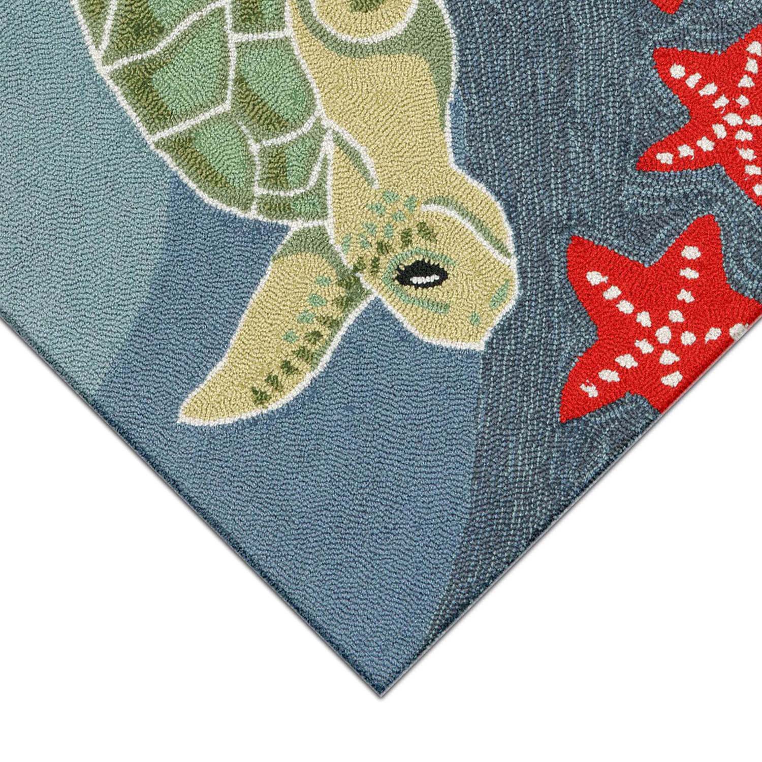 Liora Manne Frontporch Sea Turtle Hand Tufted Washable Indoor Outdoor Rectangular Accent Rug