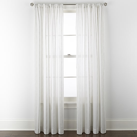 Linden Street Jameson Cotton Print Rod Pocket Sheer Single Curtain Panel
