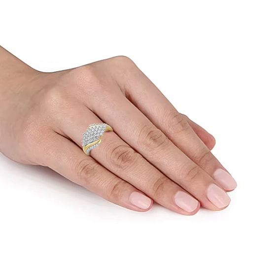 Womens 1 CT.T.W. Lab-Grown Diamond 10K Gold Cocktail Ring